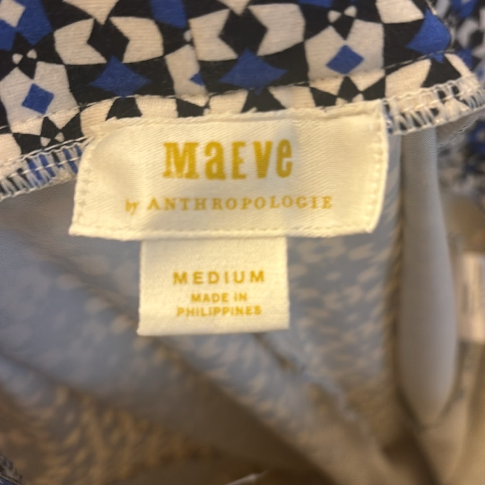 Maeve Blue and White Patterned Flare Pants - Picture 7 of 11